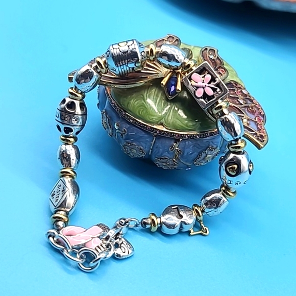 Brighton 2008 "POWER OF PINK" Sister, Wife, Friend Silver Bead & Enamel Bracelet - Picture 8 of 9